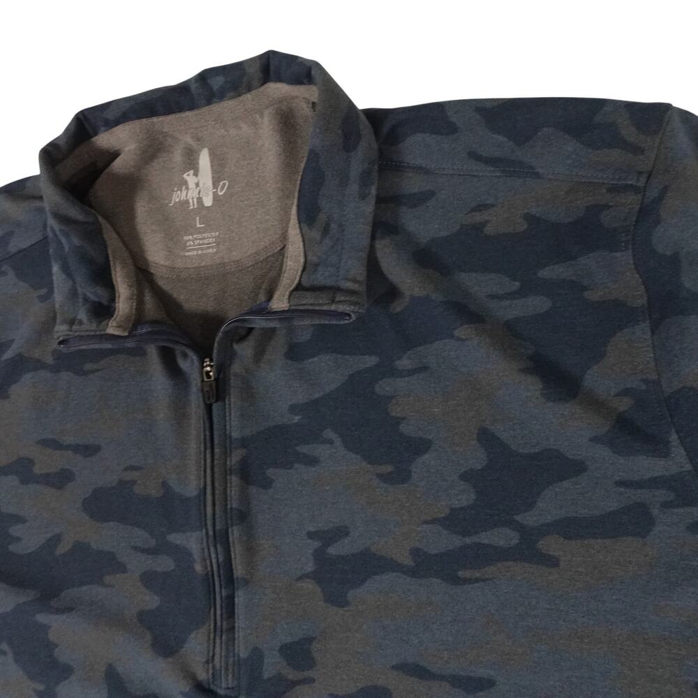 Johnnie-O Performance Blue Camo 1/4 Zip Mock Neck Pullover Golf Men's Large